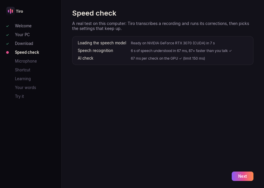 The speed check
